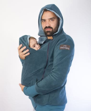 Abrigo porteo, embarazo y estándar verde + insertable-Talla grande