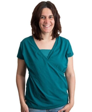 Camiseta lactancia y embarazo verde - Manga corta