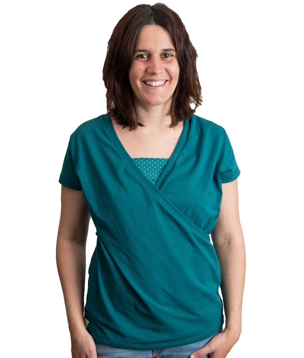 Camiseta lactancia y embarazo verde - Manga corta