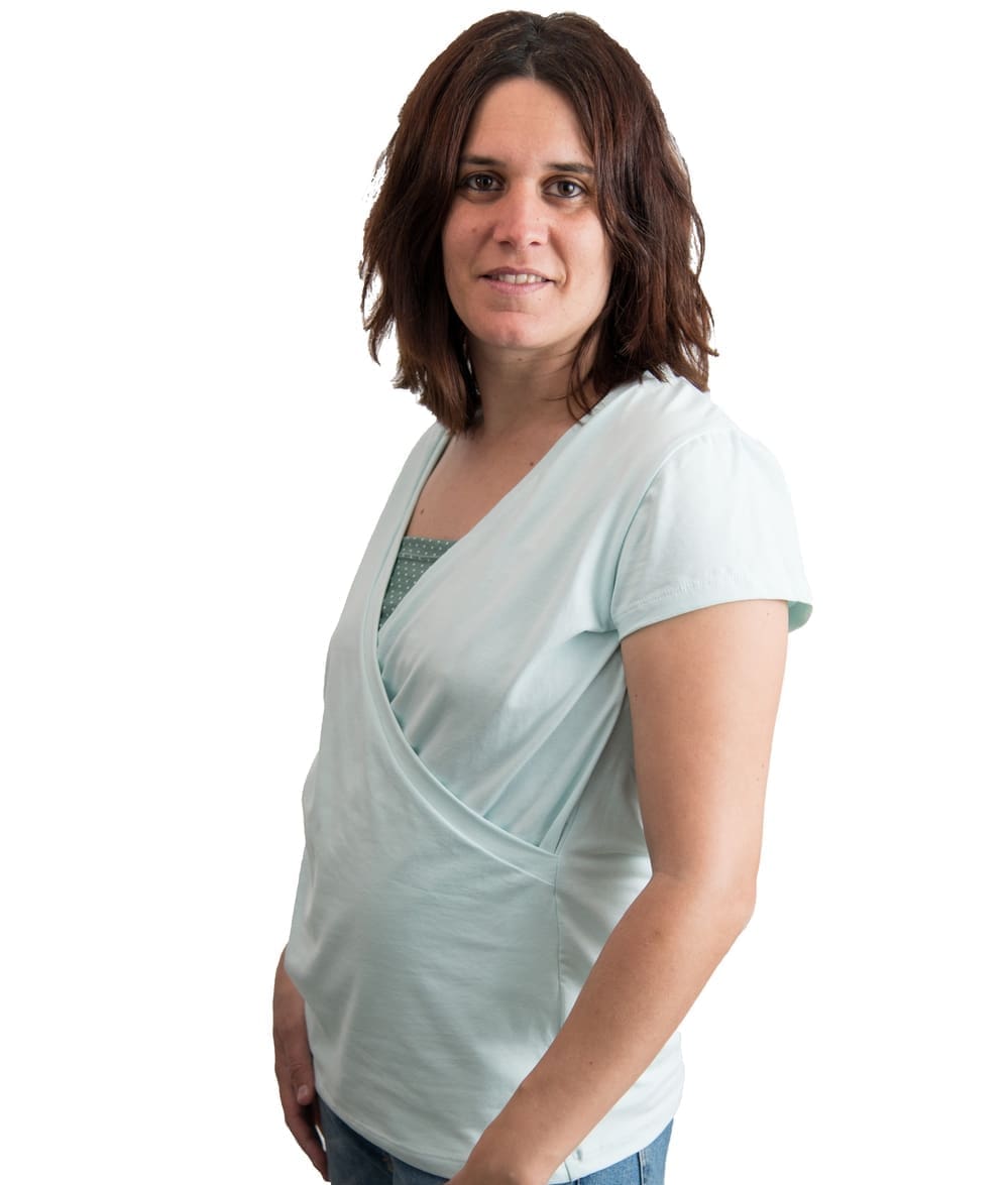Camiseta lactancia y embarazo turquesa - Manga corta - Imagen 2