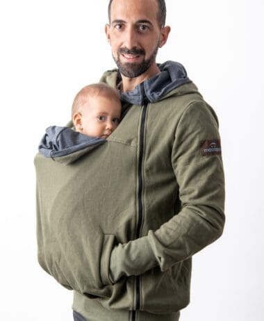 Sudadera porteo, embarazo y estándar caqui + insertable-Talla grande