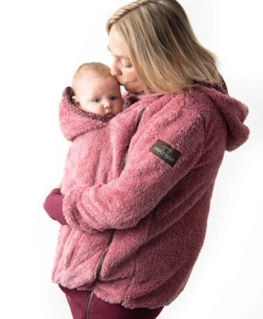 Abrigo porteo, embarazo y estándar rosa + insertable-Talla grande