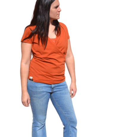 Camiseta lactancia y embarazo teja - Manga corta