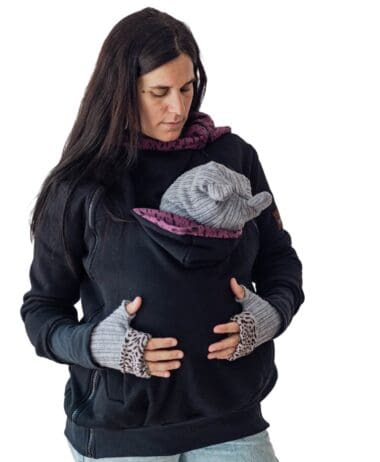 Sudadera porteo, embarazo y estándar negra + insertable-Talla pequeña