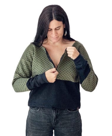 Sudadera lactancia corta topo caqui
