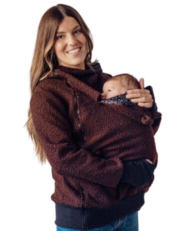 Abrigo porteo, embarazo y estándar chocolate+ insertable-Talla grande